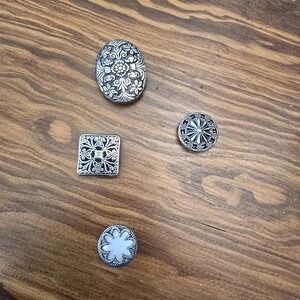 vintage button covers lot Silver Tone Aluminum? Lot Of 4